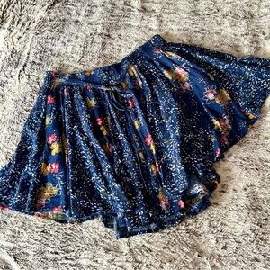 Free People Floral Navy Flowy Boho Mini Skirt S